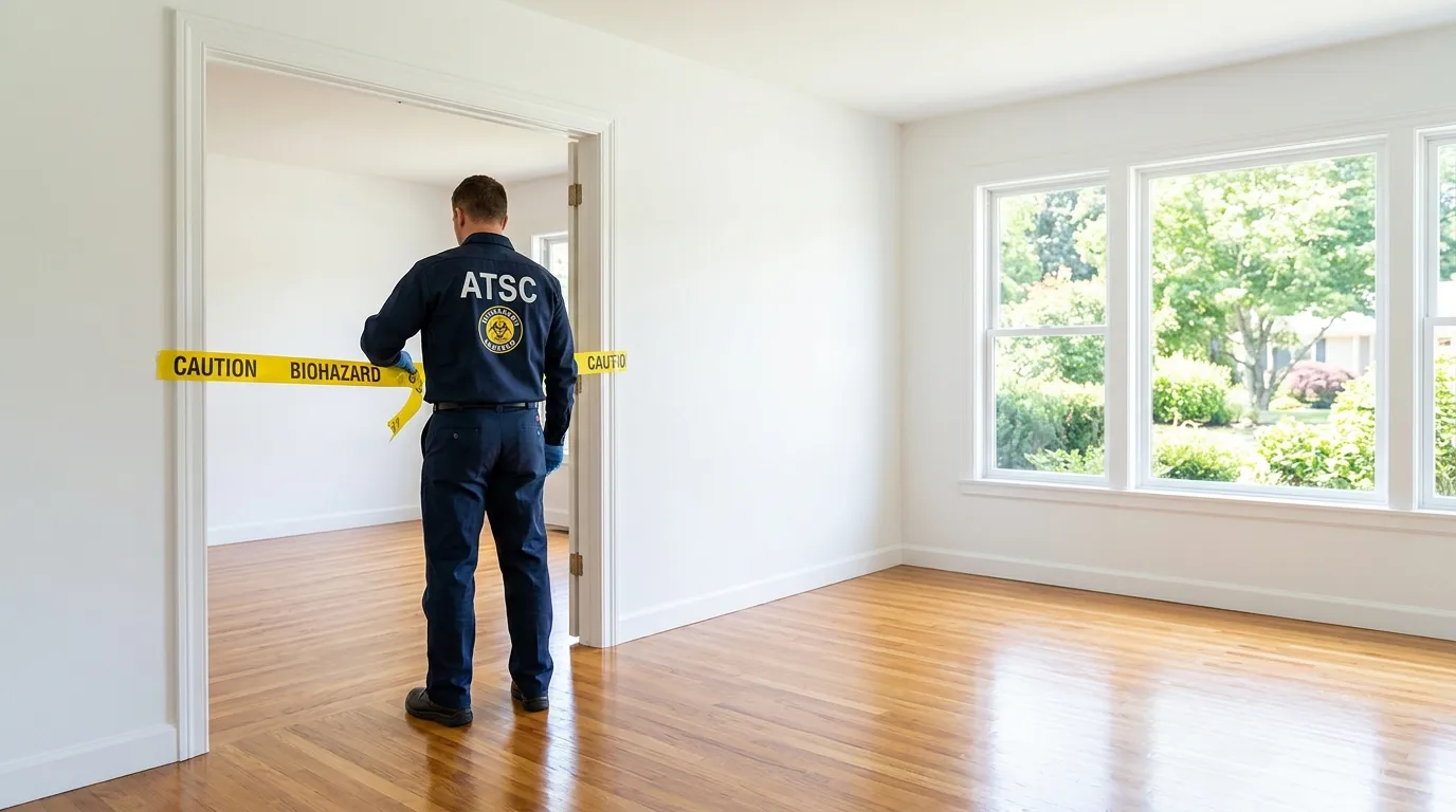 Certified biohazard cleanup crew performing Decomposition Cleanup in Willingboro